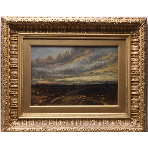 179 - James Webb (1825-1895) Gypsies on a Country Road, signed lower left and dated '71, oil on panel, 22.... 