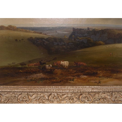 182 - Anthony Vandyke Copley Fielding (1787-1855) Arundel Castle, in an extensive landscape with cattle at... 
