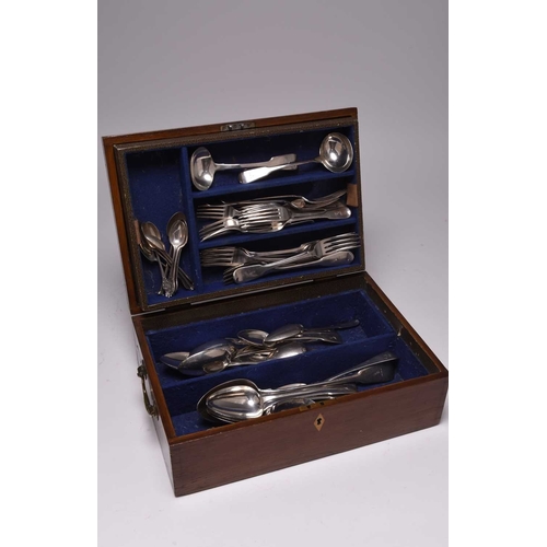 4 - A harlequin collection of early 19th century silver Fiddle pattern flatware, mainly by William Eaton... 