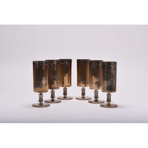 8 - A cased set of six Irish silver goblets, Royal Irish Silver Co, Dublin 1970, each of elongated cylin... 