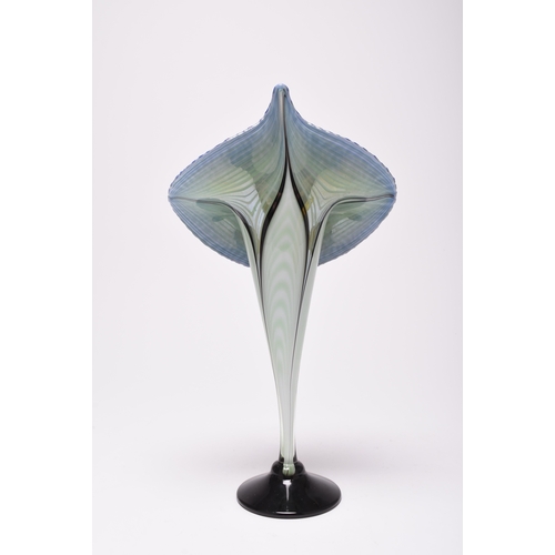 101 - An Okra glass 'Jack in the Pulpit' vase, engraved markings including the date 2001, 'Green Tamarin' ... 