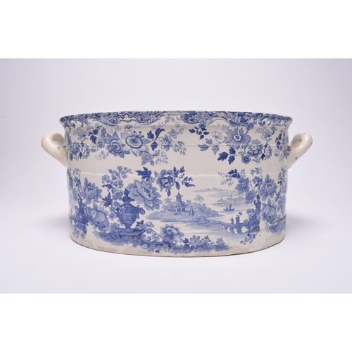 13 - An English blue and white earthenware footbath by 'Jones' (exact maker currently unidentifed'), 19th... 