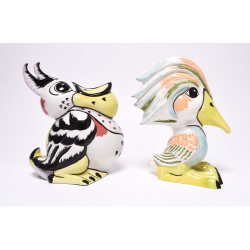 147 - Two medium Lorna Bailey bird models, comprising a characterful or 'grotesque' pelican, printed and p... 