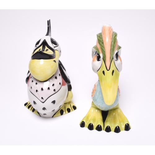 147 - Two medium Lorna Bailey bird models, comprising a characterful or 'grotesque' pelican, printed and p... 