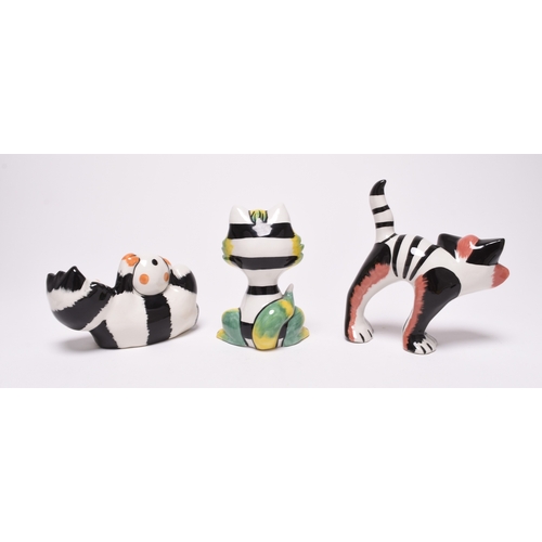 173 - Three Lorna Bailey models of cats, comprising 'Becks the Cat', with a ball, a red, black and white s... 