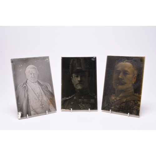 19 - A Sherwin and Cotton portrait tile of Pope Pius X, 23cm x 15.5cm; together with two George Cartlidge... 