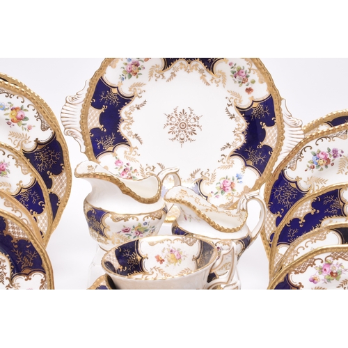 21 - A Coalport blue batwing service, early 20th century, comprising eighteen teacups, eighteen saucers, ... 