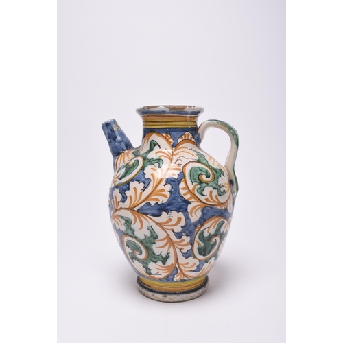 211 - An Italian maiolica wet drug jar, Montelupo, late 17th or early 18th century, initialled 'DG' below ... 