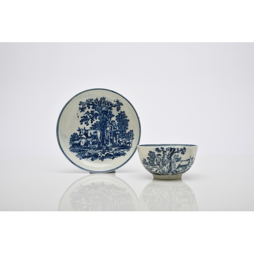 3 - An interesting Liverpool porcelain tea bowl and saucer, circa 1775-85, maker unknown, transfer-print... 