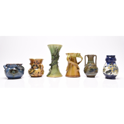 35 - A small group of Barnstaple art pottery, late 19th and early 20th centuries, comprising a William Le... 