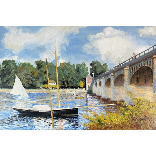 450 - British School (20th Century) Boating on the River in Summertime, oil on canvas, 50 x 75 cm, frame 6... 