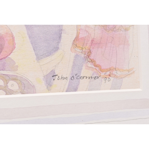 457 - John Scorror O'Connor (1913-2004) The Pink Dress, signed and dated '90 lower right, watercolour and ... 