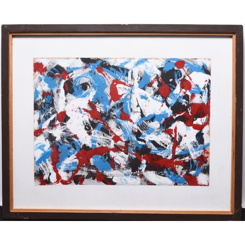 458 - George Holt (British 1924-2005) A pair of abstract compositions titled in red, black and blue, one t... 