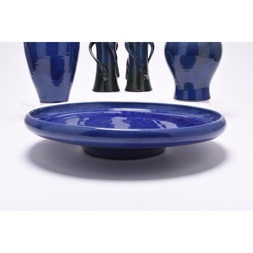 50 - A collection of British art pottery by C.H Brannam of Barum (Barnstaple), dark blue glazes, late 19t... 