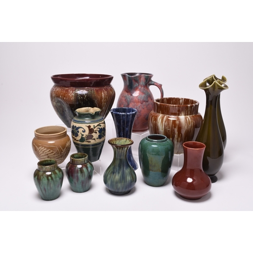 58 - An interesting collection of British art pottery, predominantly circa 1890-1930, including a Bretby ... 