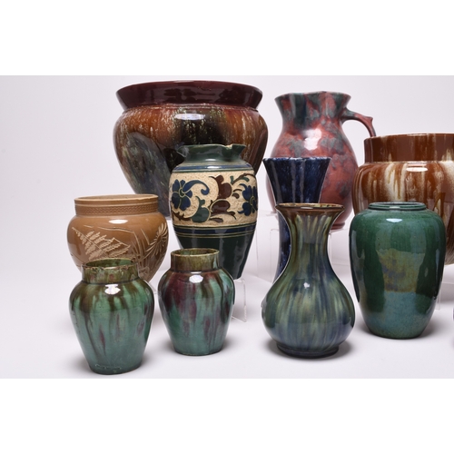 58 - An interesting collection of British art pottery, predominantly circa 1890-1930, including a Bretby ... 