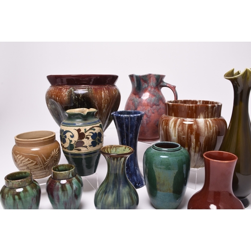 58 - An interesting collection of British art pottery, predominantly circa 1890-1930, including a Bretby ... 