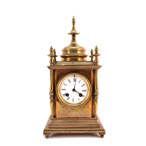 601 - A French brass mantel clock, circa 1890 The 3