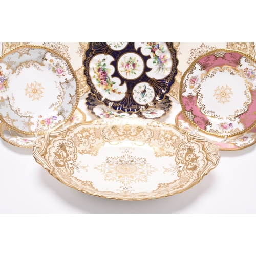 69 - An assembled group of Coalport, comprising batwing teawares: a scarce grey teacup, saucer and three ... 