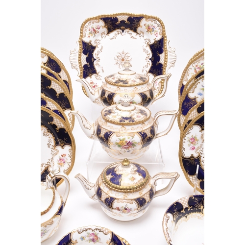 70 - An assembled group of Coalport blue batwing, principally teawares, early 20th century, comprising th... 