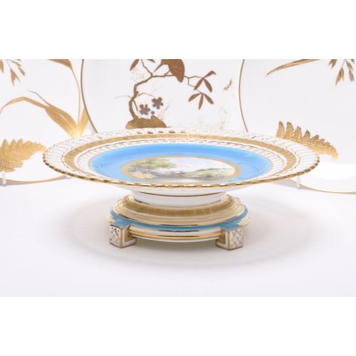 78 - A small group of Minton porcelain, comprising: a Minton pâte-sur-pâte plate, probably 1920s, with th... 