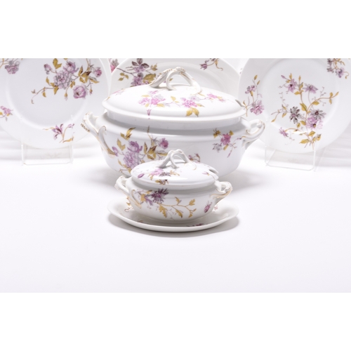 81 - A Limoges dinner service, circa 1888-1896, transfer-printed with an attractive predominantly pink fl... 