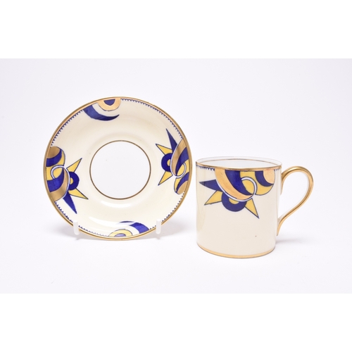 91 - An Aynsley Art Deco coffee service, circa 1930s, pattern B3085, decorated with geometric motifs of b... 