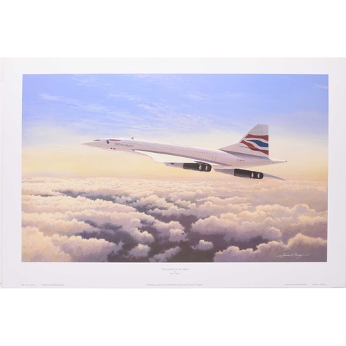 10 - Adrian C Rigby (b.1962), a collection of eight unframed aviation-related prints, comprising 'Queen o... 