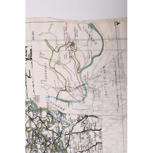 17 - A Second World War Royal Air Force silk escape and evasion map, Salzburg - Mojstrana, printed to bot... 