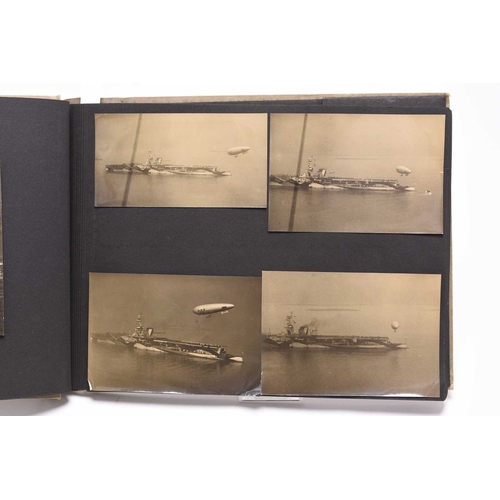 25 - NAVAL AND RNAS Interest. A good First World War photograph album containing 43 black and white photo... 