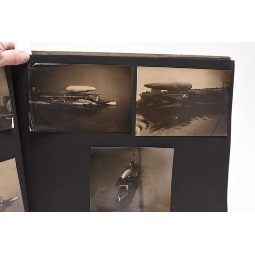 25 - NAVAL AND RNAS Interest. A good First World War photograph album containing 43 black and white photo... 