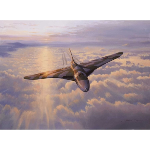 5 - Adrian C Rigby (British, b.1962) 'New Dawn for the Vulcan' showing the Avro Vulcan bomber in flight ... 