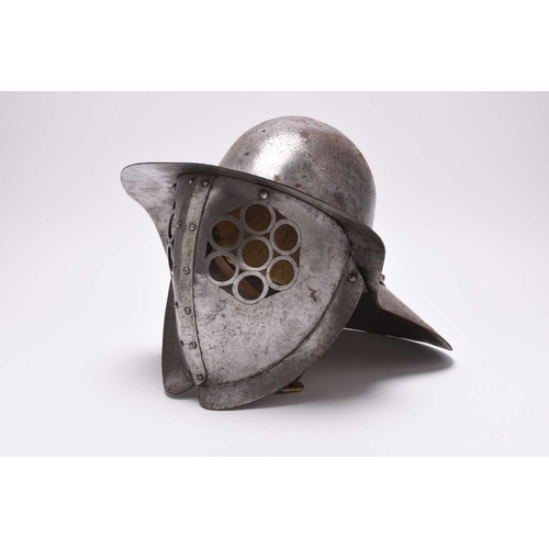 87 - A full-size armourer-made heavy steel copy of a Roman Murmillo gladiator helmet, 20th century, with ... 