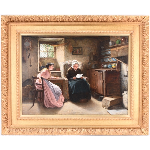 113 - Haynes King (1831-1904) Asking for Granny's Advice, signed and dated 1883 lower right, oil on canvas... 