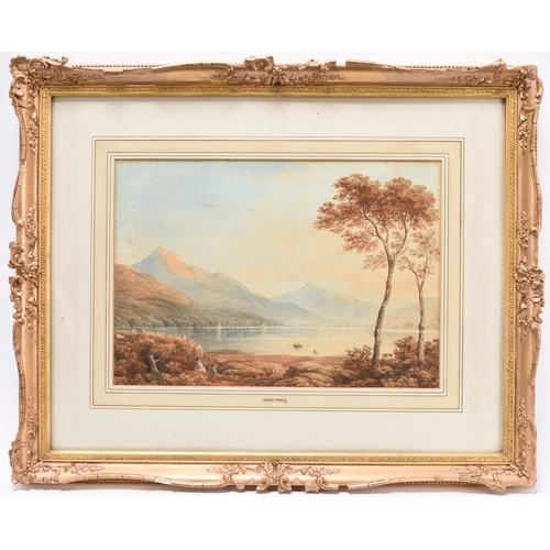 124 - Copley Fielding (1787-1855) A Highland Loch, signed lower left, watercolour, 23.5 x 34 cm, frame 43 ... 