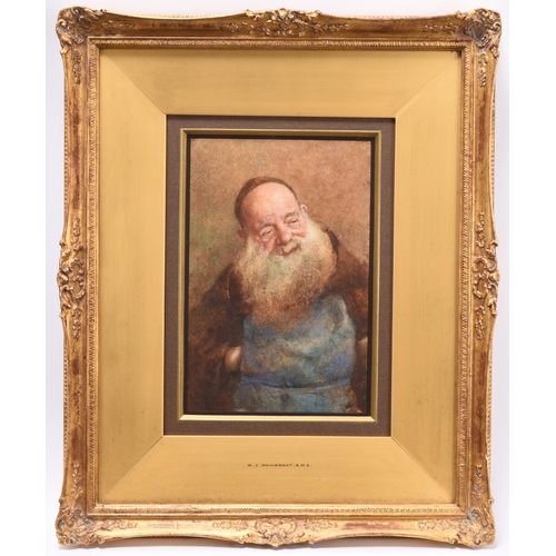 129 - William John Wainwright (1855-1931) A Bearded Man in a Blue Apron, watercolour, 25 x 16.5 cm, frame ... 