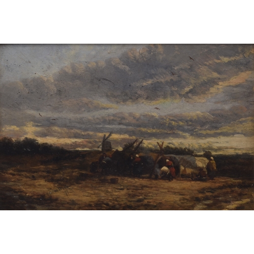 136 - James Webb (1825-1895) Gypsy Encampment, Suffolk, signed and dated '71 lower left, titled and inscri... 