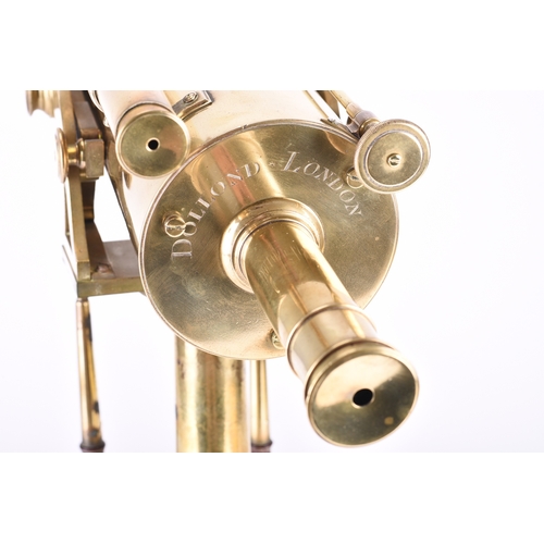 157 - Dollond of London: A brass 4 inch reflecting telescope and tripod 19th century, the 25.5 inch body t... 