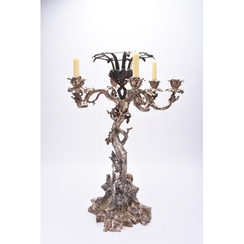 2 - An impressive Elkington & Co silver plated table centrepiece candelabra, designed as a stylised tree... 