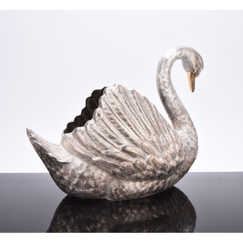 4 - An impressive Elizabeth II silver model of a swan, C J Vander, London 1975, the table centrepiece na... 