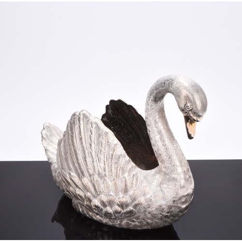 4 - An impressive Elizabeth II silver model of a swan, C J Vander, London 1975, the table centrepiece na... 