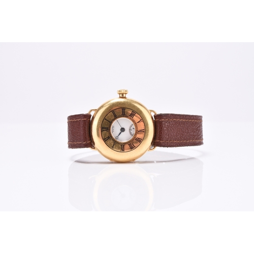 65 - Waltham: A gentleman's 18ct gold wristwatch Date: Circa 1913 Movement: 15-jewel Cal.365 manual wind,... 