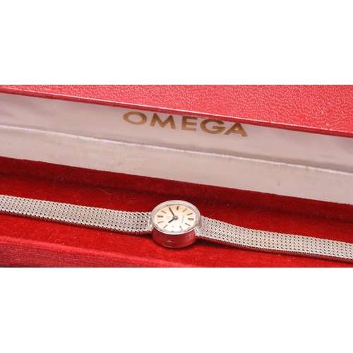 70 - Omega: A lady's 18ct white gold bracelet watch Reference: 77566.7150 Date: 1967 Movement: 17-jewel C... 