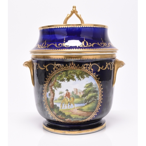 77 - A John Rose Coalport 'Animal Service' dessert ice pail or fruit cooler, circa 1800-1805, dark blue g... 