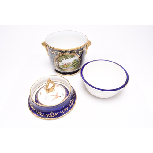 77 - A John Rose Coalport 'Animal Service' dessert ice pail or fruit cooler, circa 1800-1805, dark blue g... 