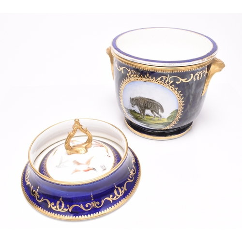 77 - A John Rose Coalport 'Animal Service' dessert ice pail or fruit cooler, circa 1800-1805, dark blue g... 