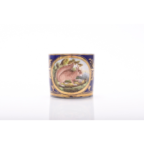 78 - A Coalport 'Animal Service' coffee can and saucer, circa 1800-1805, painted with a 'Squirrel' (red)'... 