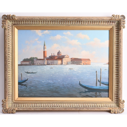 107 - Adrian Rigby (b.1962) San Giorgio Maggiore, Venice, signed lower left, oil on canvas, 31 x 41 cm, fr... 