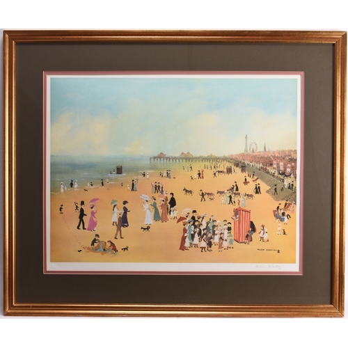 14 - Helen Bradley (1900-1979) Blackpool Sands, 1976, signed in pencil lower right, blind stamped lower r... 