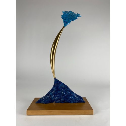 206 - Philip Hearsey (b.1946) Acanto VIII, monogrammed to base, bronze with cherrywood base, abstract scul... 